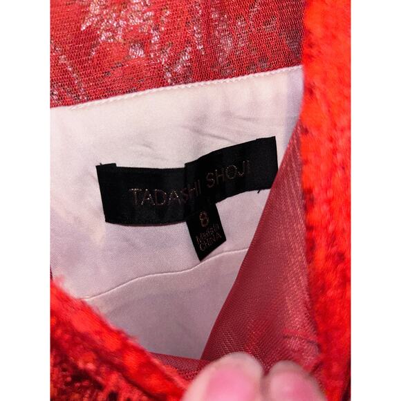 Tadashi Shoji Prom New Years Pepperment Chantilly Lace Boatneck Sleeveless Dress - Picture 8 of 10